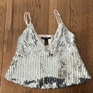 Size small silver sequin and nude top forever 21